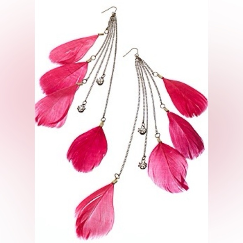 All The Rage Robin Crystal Feather Earrings